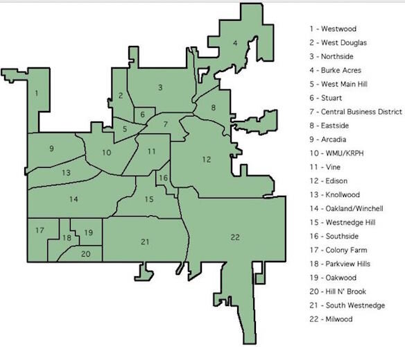 In this map of City of Kalamazoo Milwood is on the bottom of the right-hand corner.