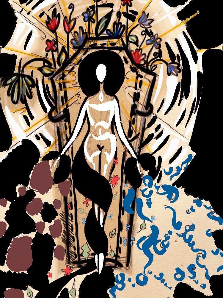 Pencil and ink on heavy watercolor paper photographed, and then digitally processed