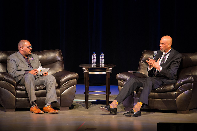 Tim Terrentine and Kareem Abdul-Jabbar at the Reading Together community discussion