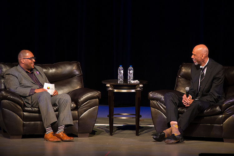 Tim Terrentine and Kareem Abdul-Jabbar at the Reading Together community discussion