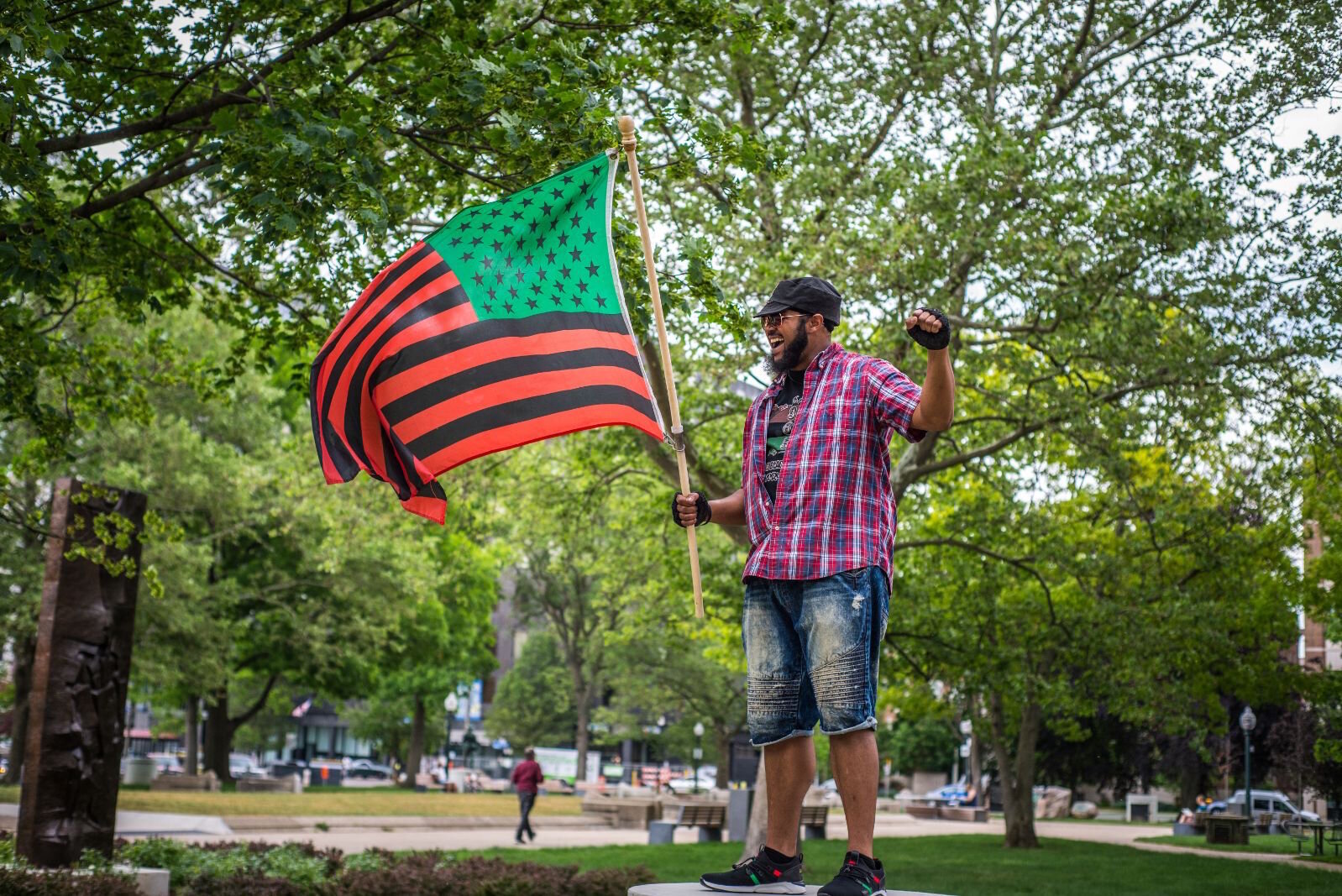 Flags were flying at the event.