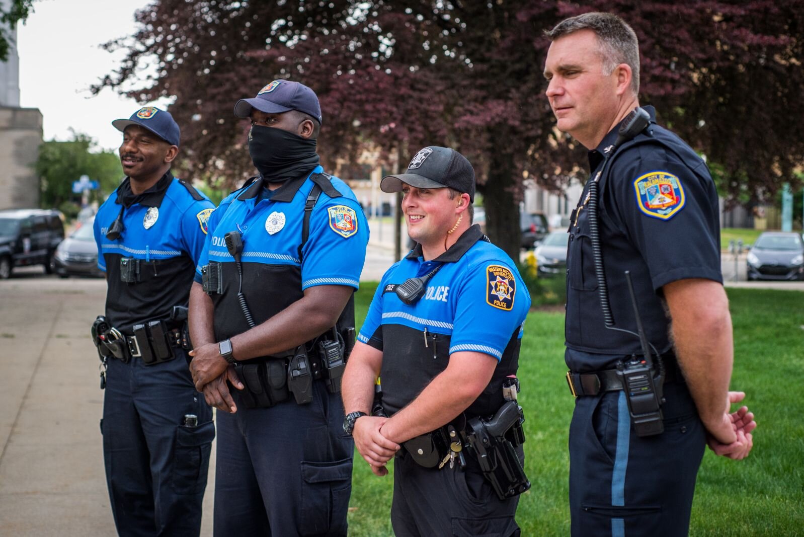 Kalamazoo Department of Public Safety officers were among those at the observance of George Floyd's death.