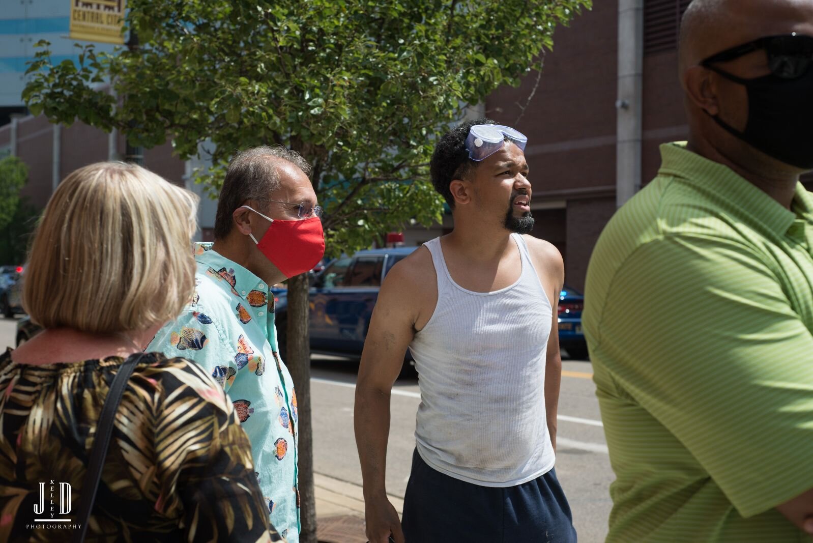 Community leaders were among those who turned out to protest the presense of the Proud Boys in Kalamazoo.