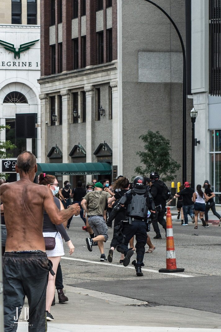 The crowd began running to the park at one point during the afternoon.