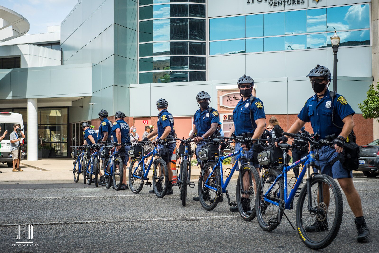 State Police were among the large contingency of police ready for the Proud Boys as they converged on Kalamazoo.