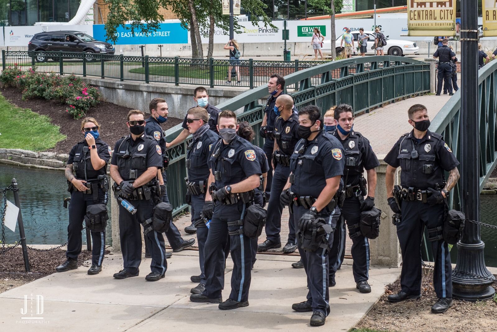 Officers entered at various points of Arcadia Creek Festival Place to clear the area.