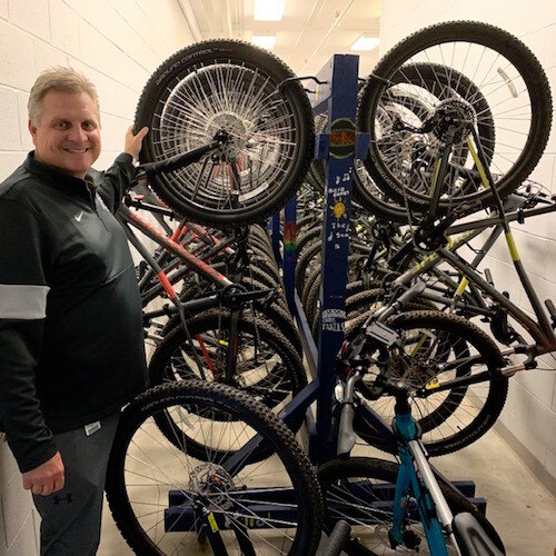 Portage Central Middle School's fleet includes 51 mountain bikes, whose purchase was boosted by a grant from Specialized Bicycles. Specialized developed the rigorous curriculum, which starts with the basic in 6th grade and progresses to more advanced