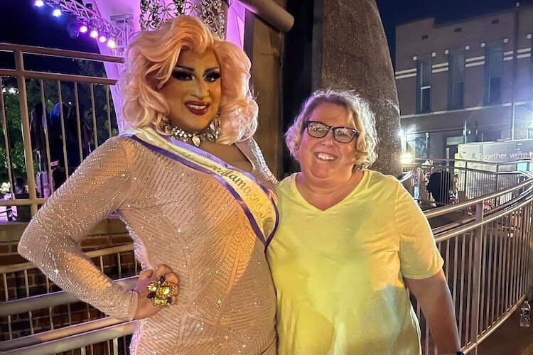 Cares Executive Director Kelly Doyle with Yolanda DelFierce at Pride when she became Miss Kalamazoo Pride. 