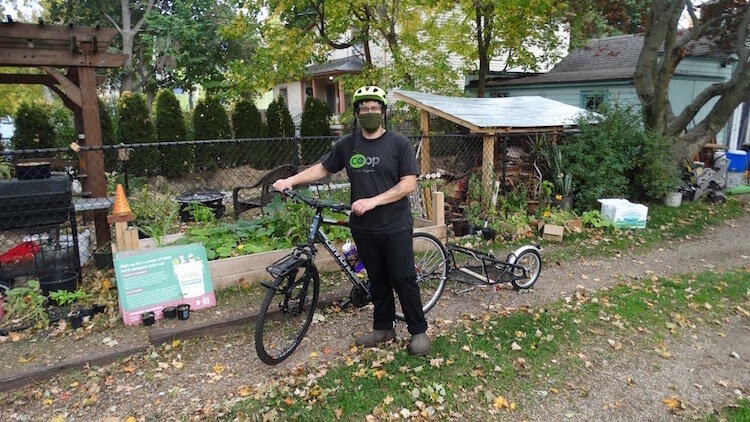 Chris Broadbent owns The Bike Farm, a one-man composting operation that collects solid food wastes. started in 2019, it is based in Kalamazoo's Vine. The contents of any 5-gallon bucket of solid food waste is converted into material for planting