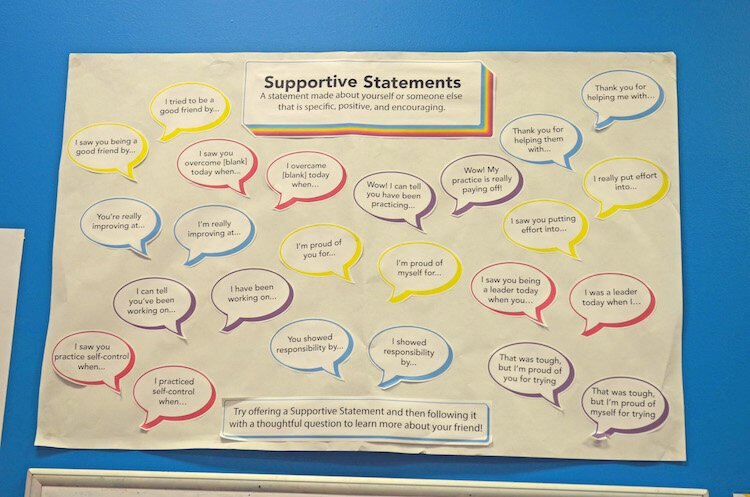 A poster of supportive statements at RAWK