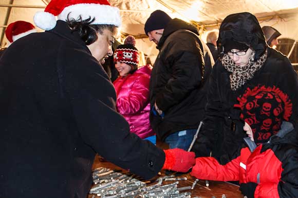 Inside the craft tent