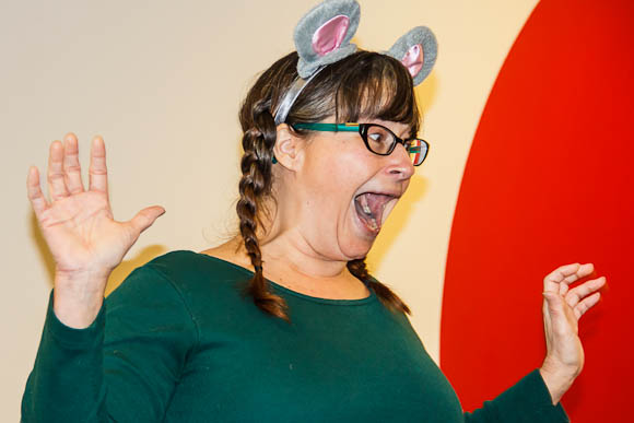 Rebecca at Storytime at the Kalamazoo Publice Library