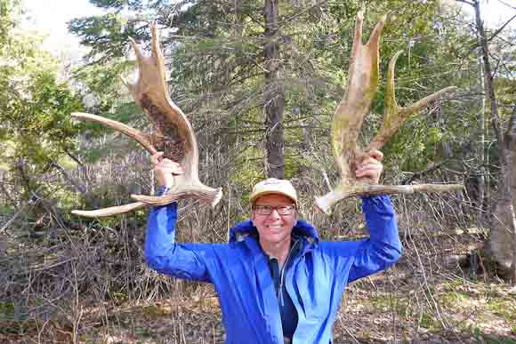 Loreen with moose antlers Isle Royale