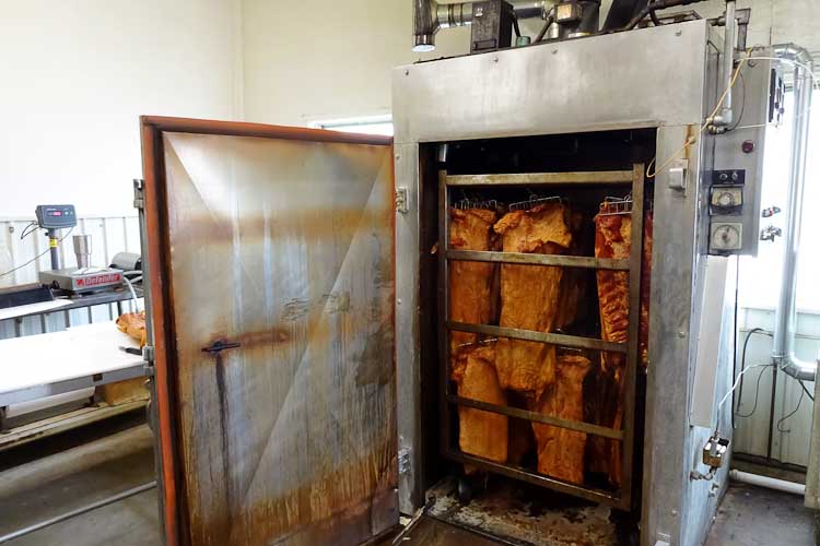 The smoke locker at Galesburg Meat Co.