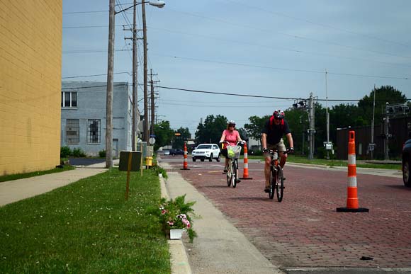 Riding down the bike lane