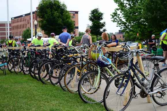 Bikes gathered to try out lanes