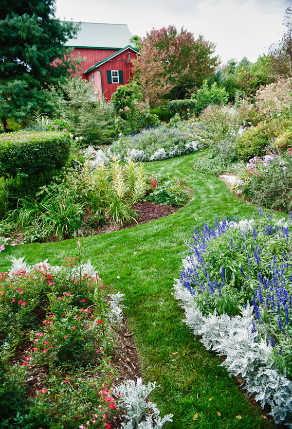 A beautiful walking garden featuring many sculptures. 