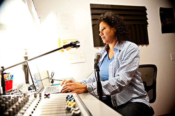 Michelle Johnson sets up the Radio station run by Fire Historical and Cultural Collaborative. 