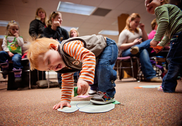 Alexander Shella, participates in a game during Knee High Naturalists at Binder Park Zoo. 