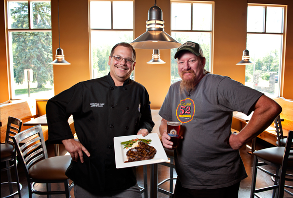 Adam Stacey, executive chef, left, and Scott Freitas, master brewer, for Latitude 42 Brewing Company.