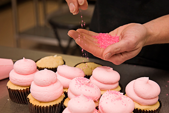 Finishing off with pink sprinkles