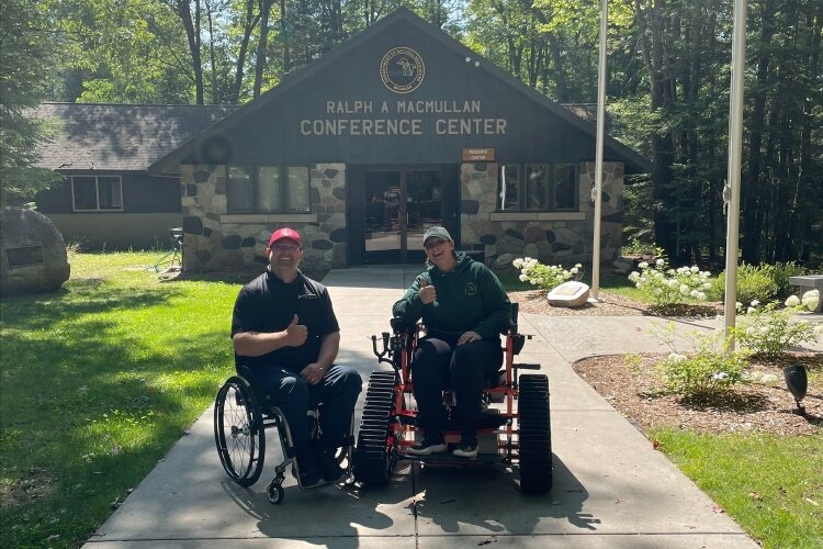 A track chair in use at South Higgins Lake State Park. 