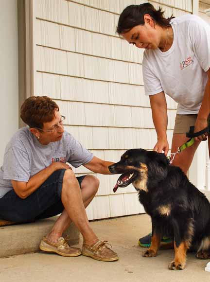 Sharon Albright, Tamiko Rehagen and foster dog Gunther