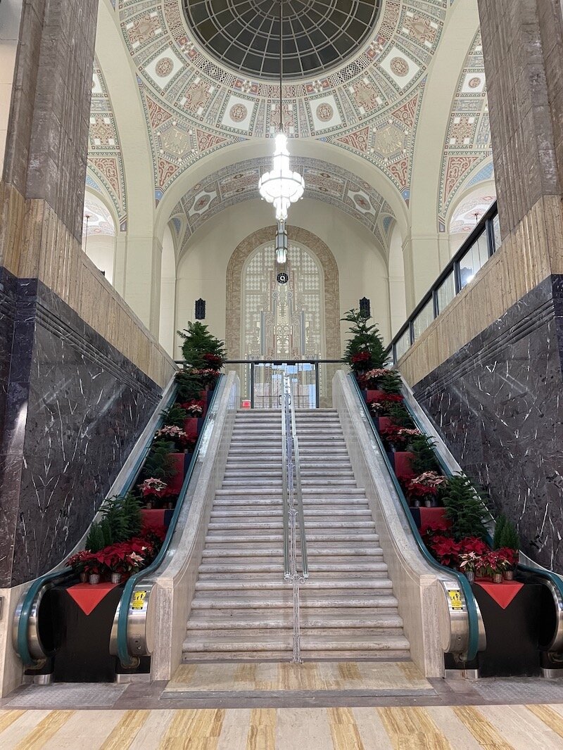 The Milton's grand staircase after restoration.