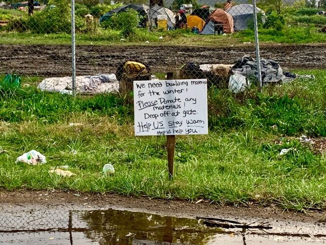 The Ampersee/Hotop Avenue encampment just east of downtown Kalamazoo seen Tuesday, Oct. 6, before the camp was closed. KDPS estimated there were 50 people in the camp at the time versus 150 last Wednesday when the camp originally was to shut down.