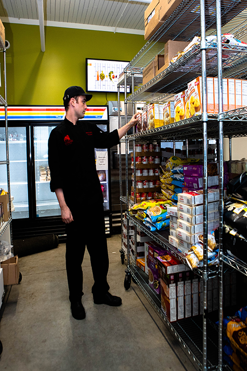 The food pantry is set up so that it gives patrons the feeling of shopping for their food.