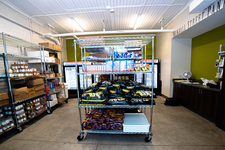 Those who visit the food pantry shop as if in a neighborhood market.