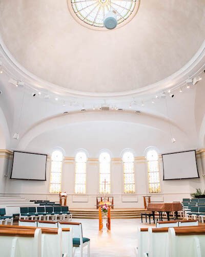 Capturing the open setting in Battle Creek First Congregational where office space was being added for those using the building. 
