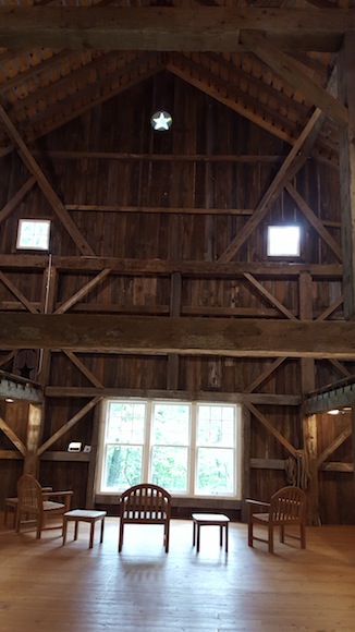 Inside the barn