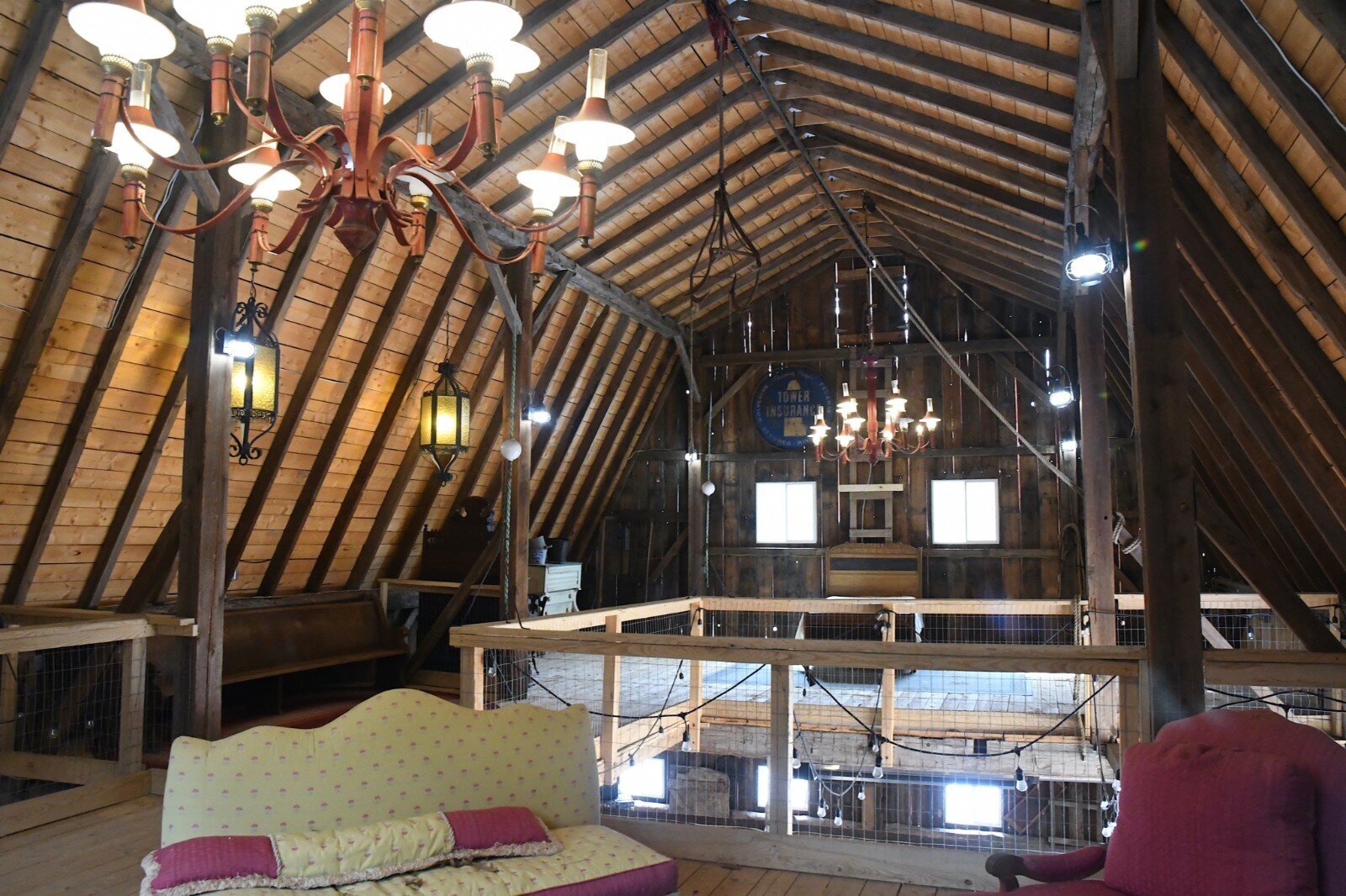 Interior views of the barn at Peaceful Valley Farm.