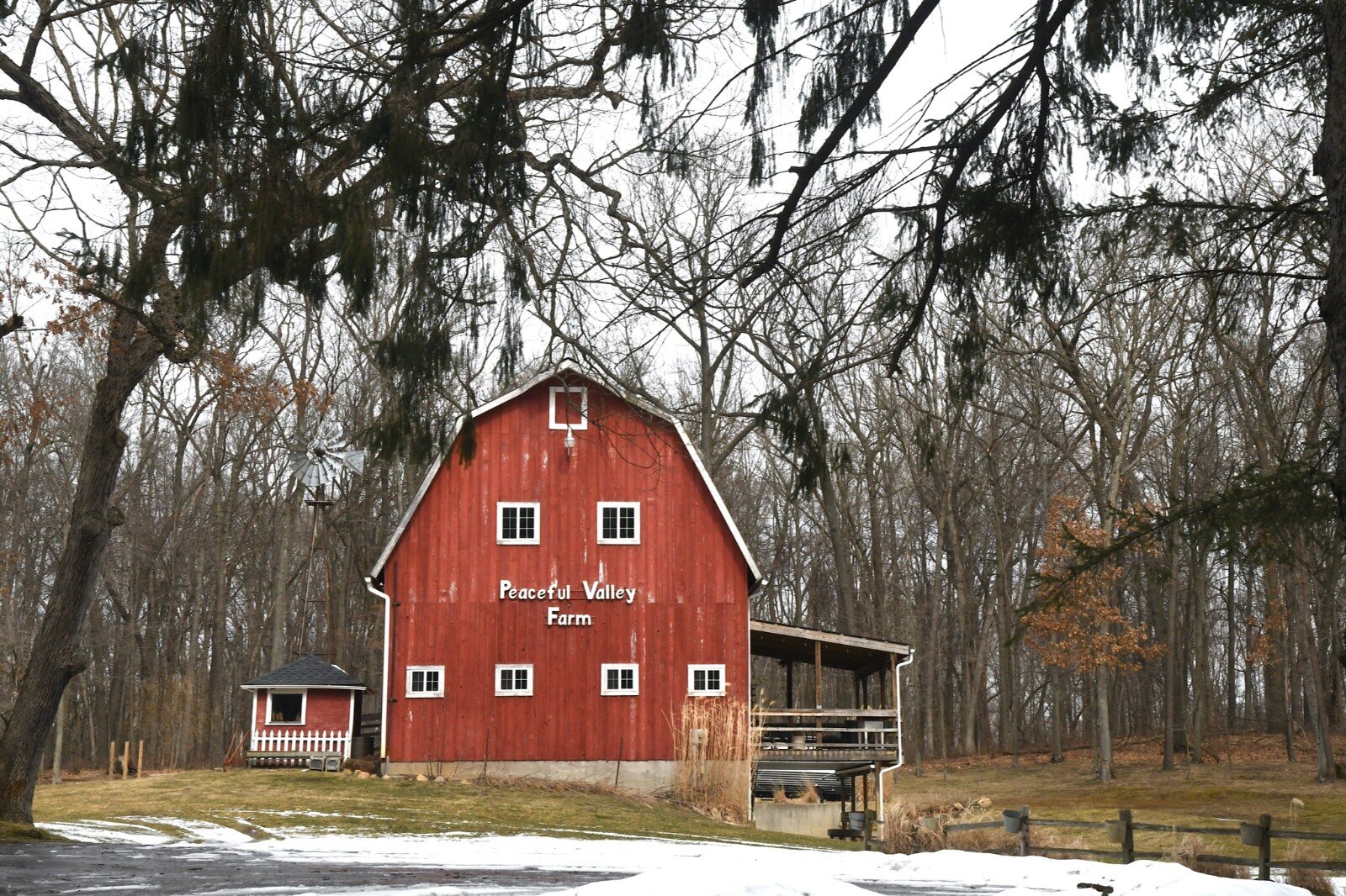 A view of the exterior of the barn that A. J. Jones moved several years ago.