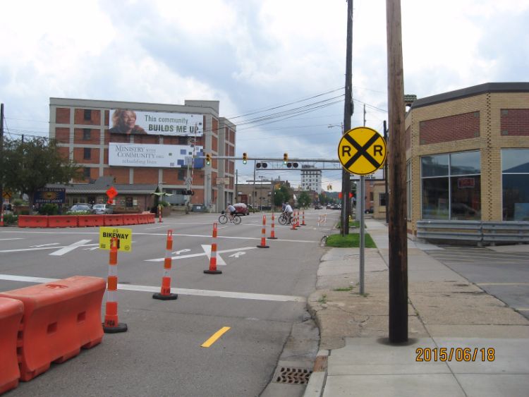 The route of a protected bike lane