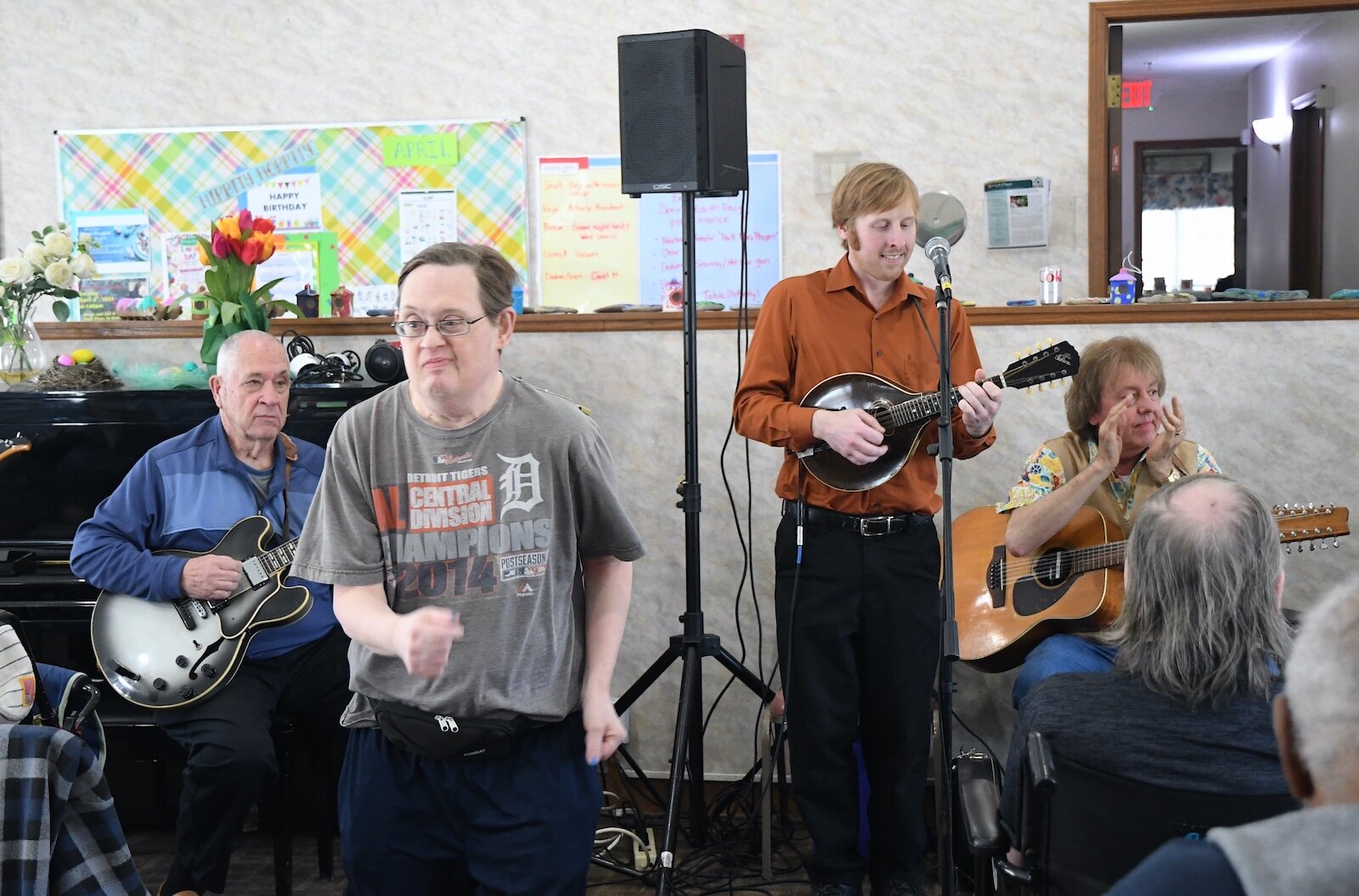 Bob Rowe and the Green Valley Boys play music for residents of Park Place Assisted Living in Kalamazoo.