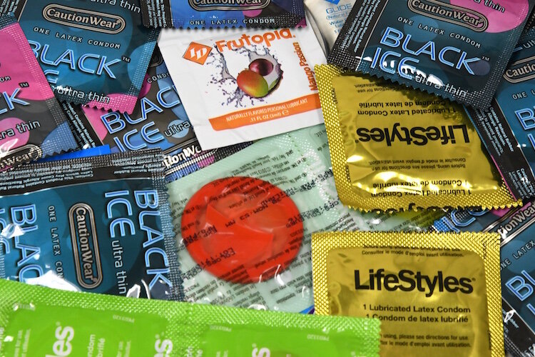 An assortment of condoms available through the Calhoun County Health Department.