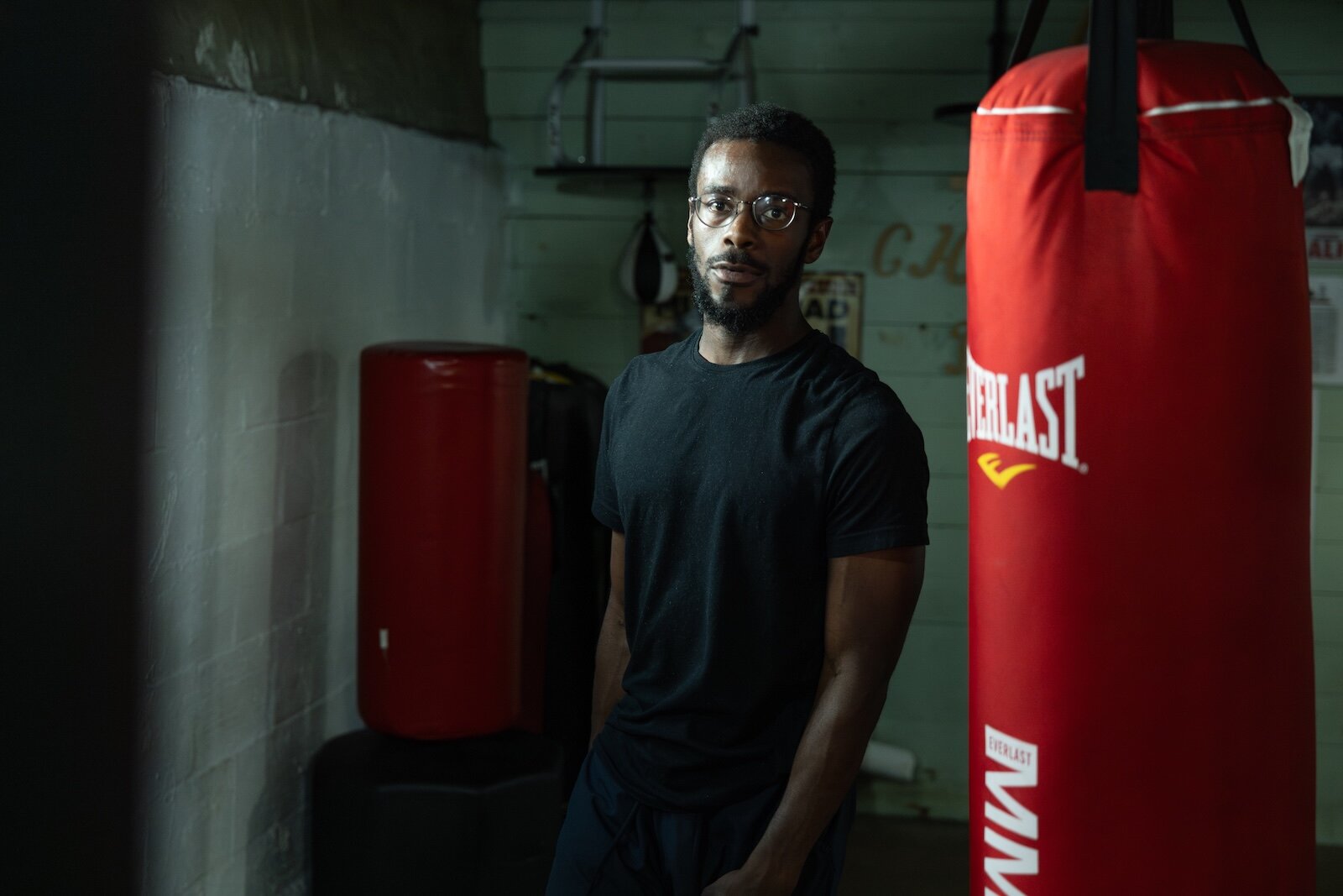 Israel McCurtis, 24, Kalamazoo, composes himself before a two-hour conditioning session at Champs Den. “I try to get better each time. I be hard on myself. Keep practicing. Keep practicing. I am just trying to be somebody. To take care of my family."
