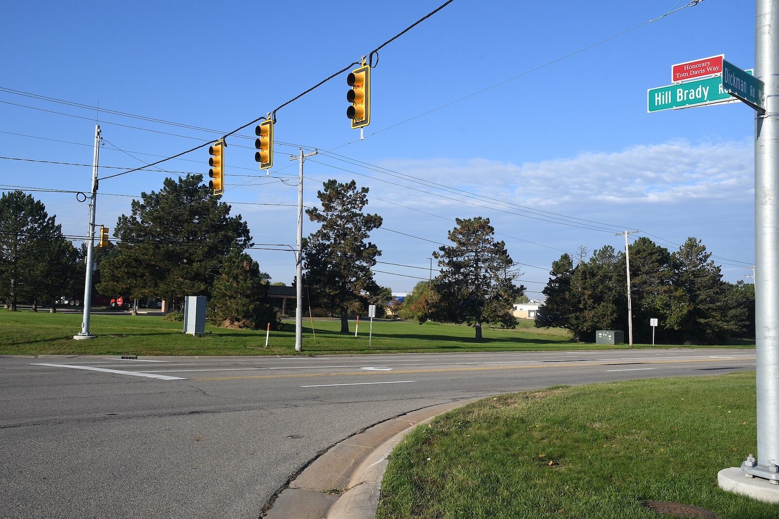 Location of a future Biggby Coffee shop in the former Chase Bank at the southwest intersection of Hlll Brady and Dickman Roads in the Fort Custer Industrial Park.