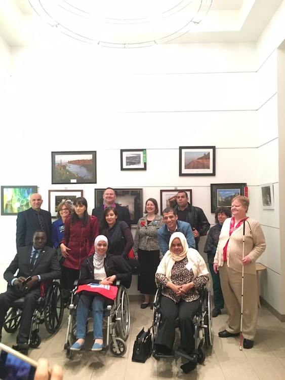 Disability rights advocates from north Africa and the Middle East at the Wyoming Branch and Kent District Library Talking Book & Braille Center.  The group visited this library as it is very accommodating for people who are disabled.