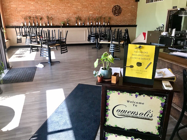 To survive the COVID-19 slowdown, Comensoli’s Italian Bistro changed from being an almost exclusively sit-down dining business to one with significant pick-up and take-out sales.