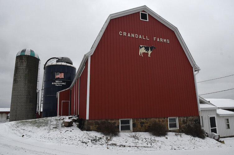 One of the barns and silos on the Crandall Farm in Pennfield.