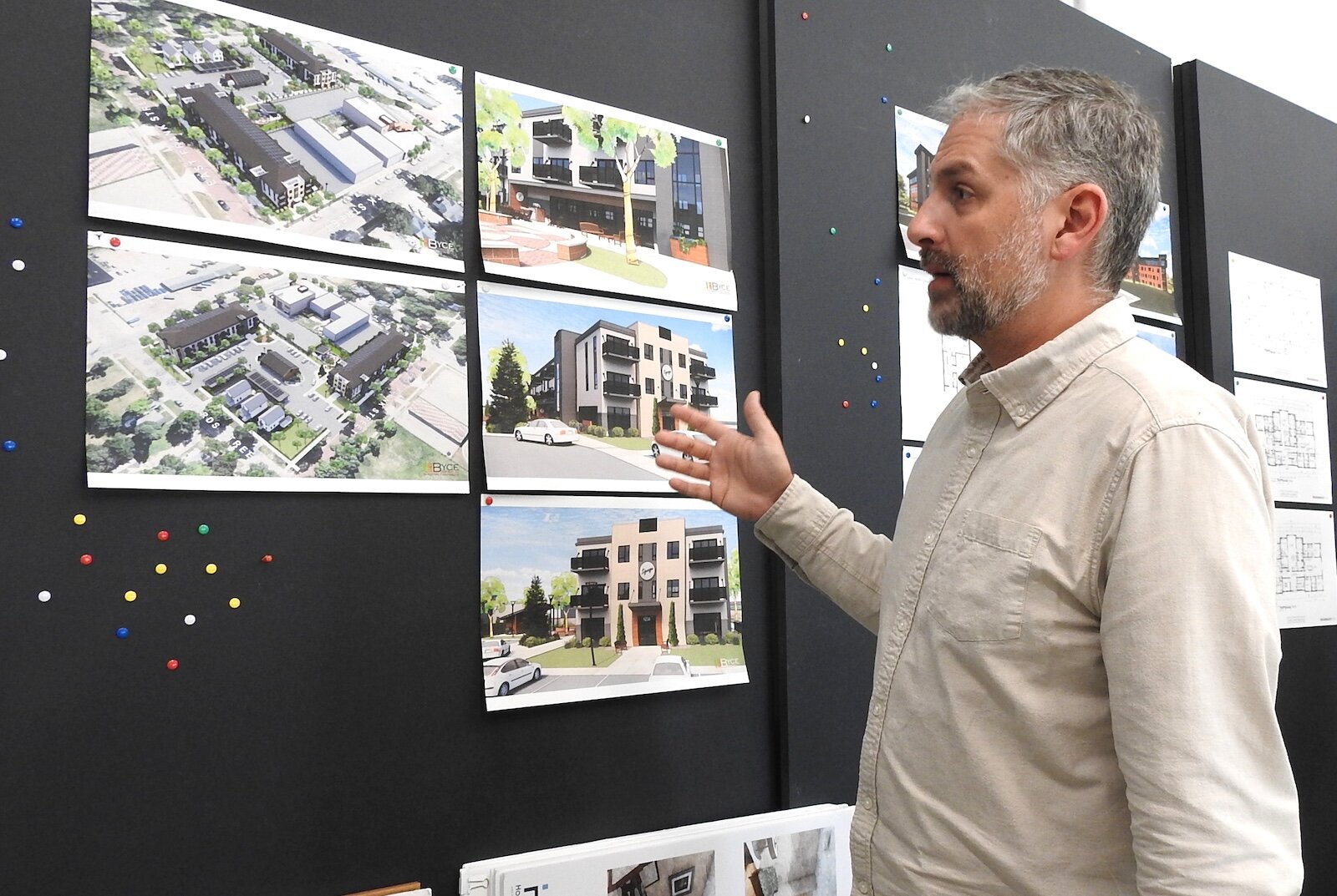 Matt Hollander, president of Hollander Development Corp., explains plans for a planned, environmentally sustainable senior living center slated for Kalamazoo’s north side.
