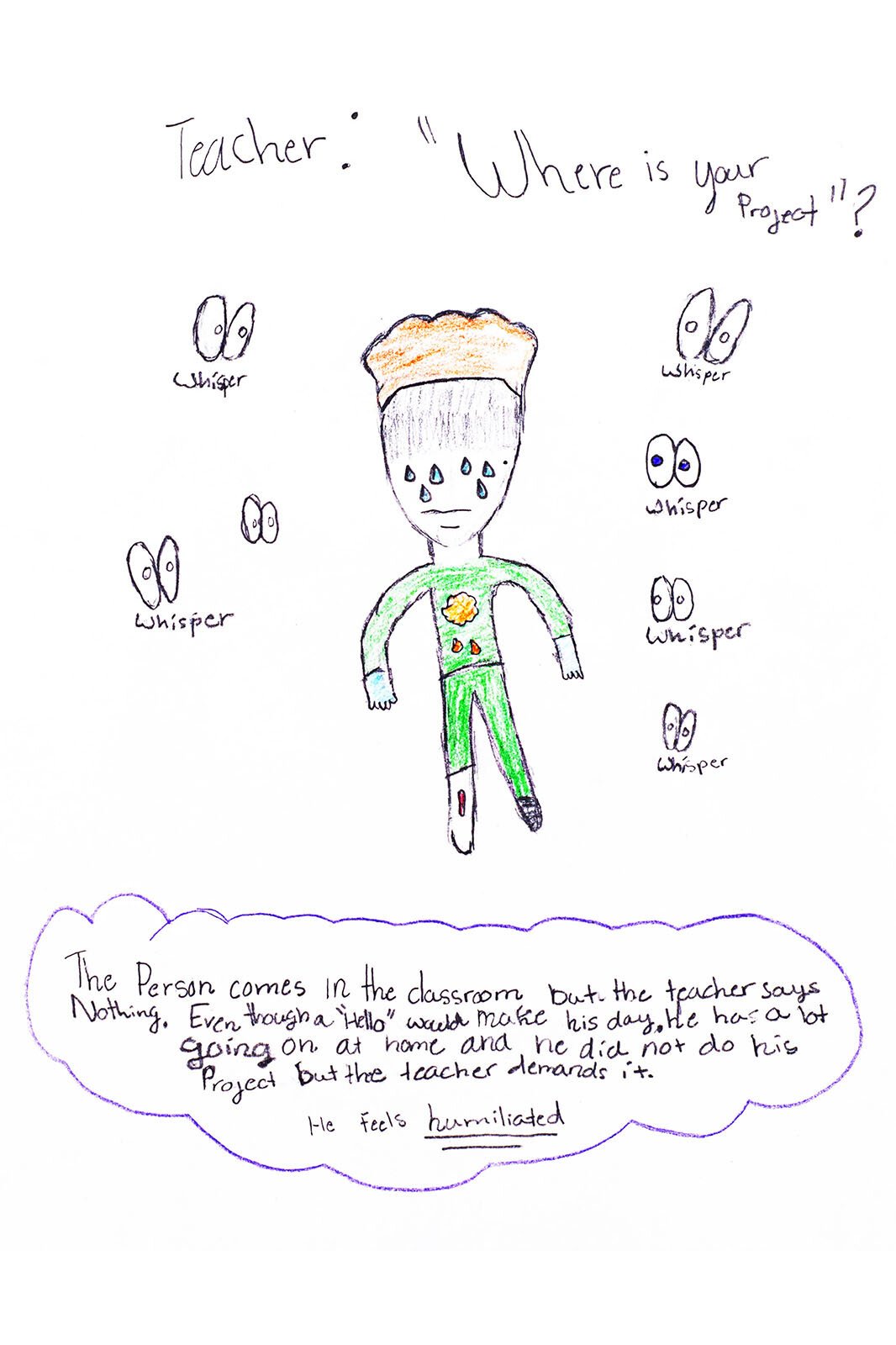 Mental Health Comic, #3, created by Daniel Kibezi, 7th grader at Millwood Middle School.