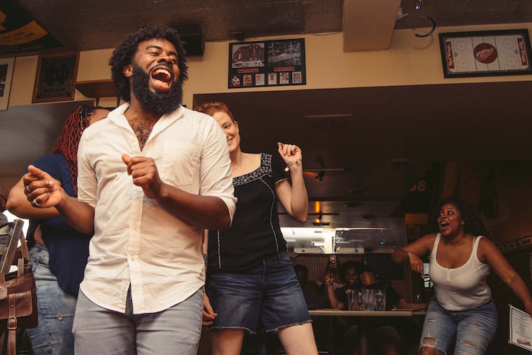 Daniel May and friends at one of the celebrations he created.