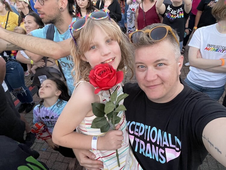 Dell Darnell with their youngest daughter Teagan at Pride.