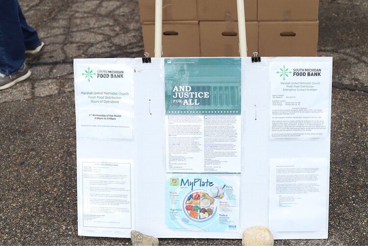 Informational sign in front of the distribution