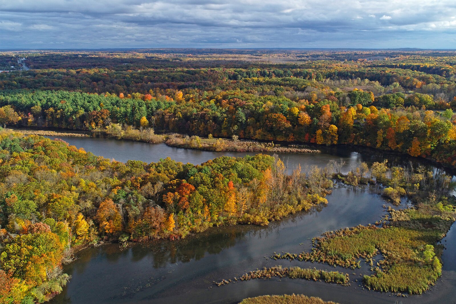 Fall colors complement three miles of Kalamazoo River frontage and 100 upland acres of mostly pine and oak forest, fringed with 40 acres of diverse wetland at the new Armintrout-Milbocker Nature Preserve.