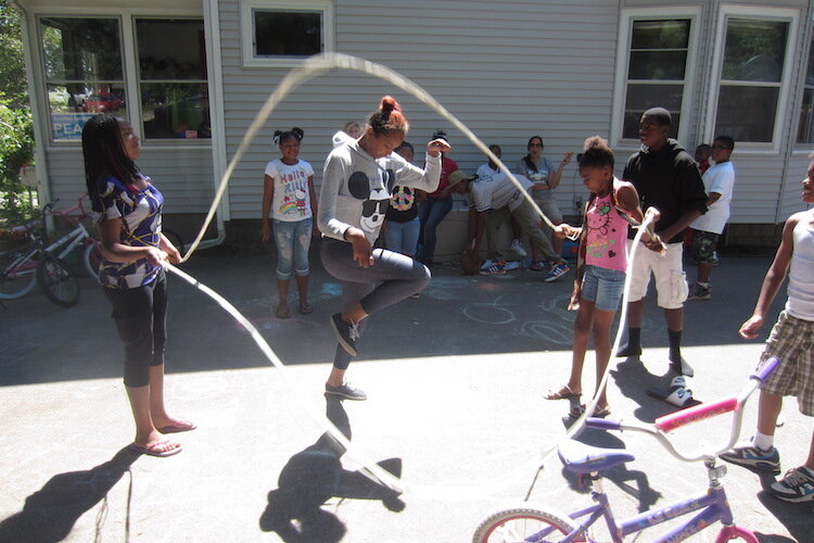 Summers at Peace House are filled with activity, including planned and impromptu Double Dutch tournaments.